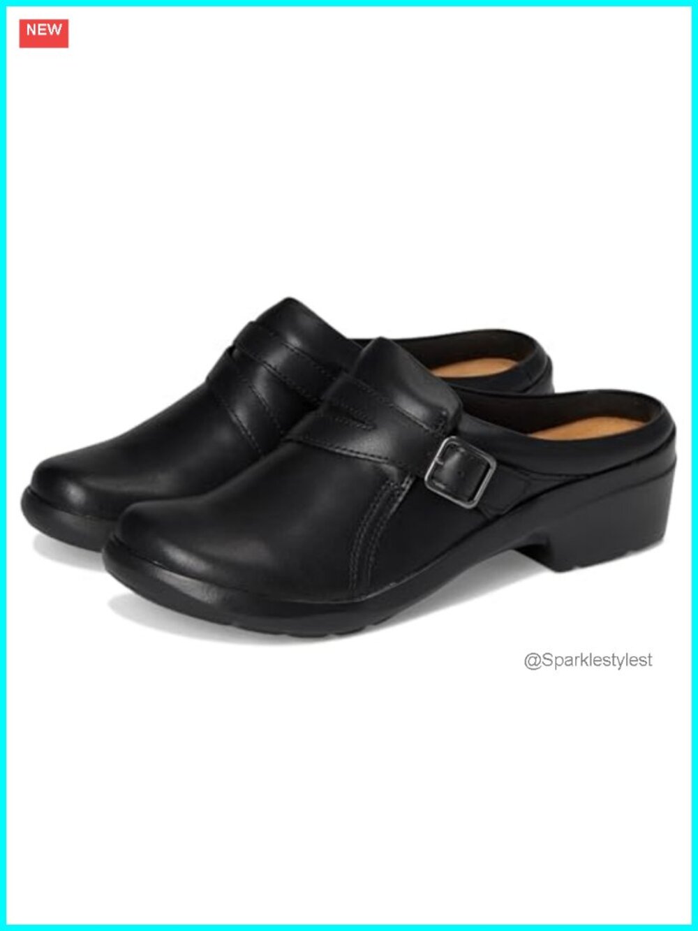 Leather Mule Slip-On Shoes with Padded Topline & Comfort Footbed